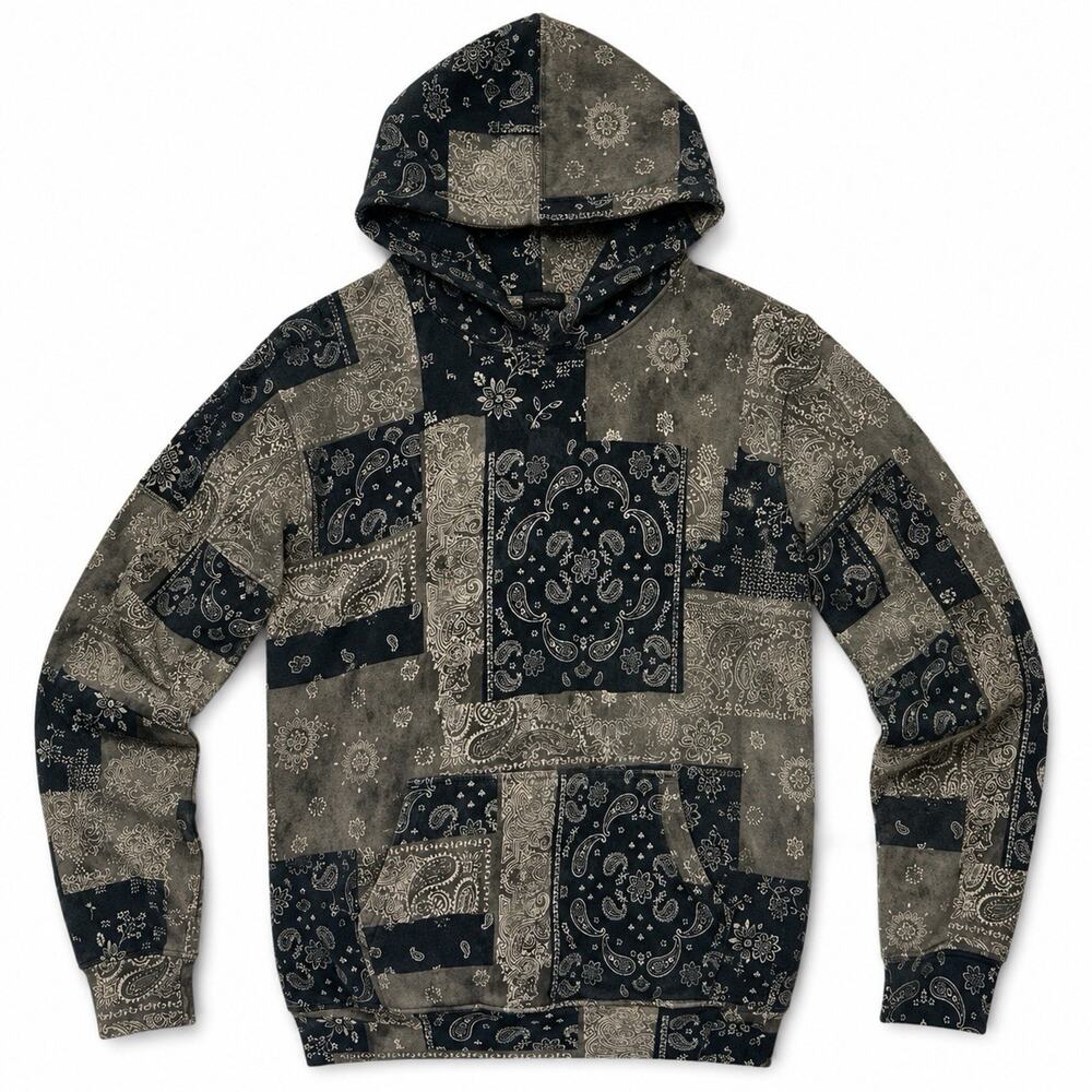 Abercrombie & Fitch Sweatshirt Mens XL Soft Bandana Paisley Hoodie Oversized NWT